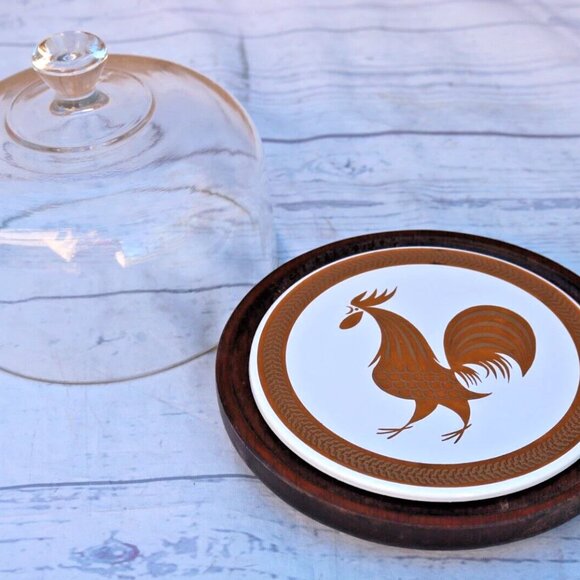 MCM Cheese Charcuterie Serving Board With 7" Glass Dome - Picture 5 of 12